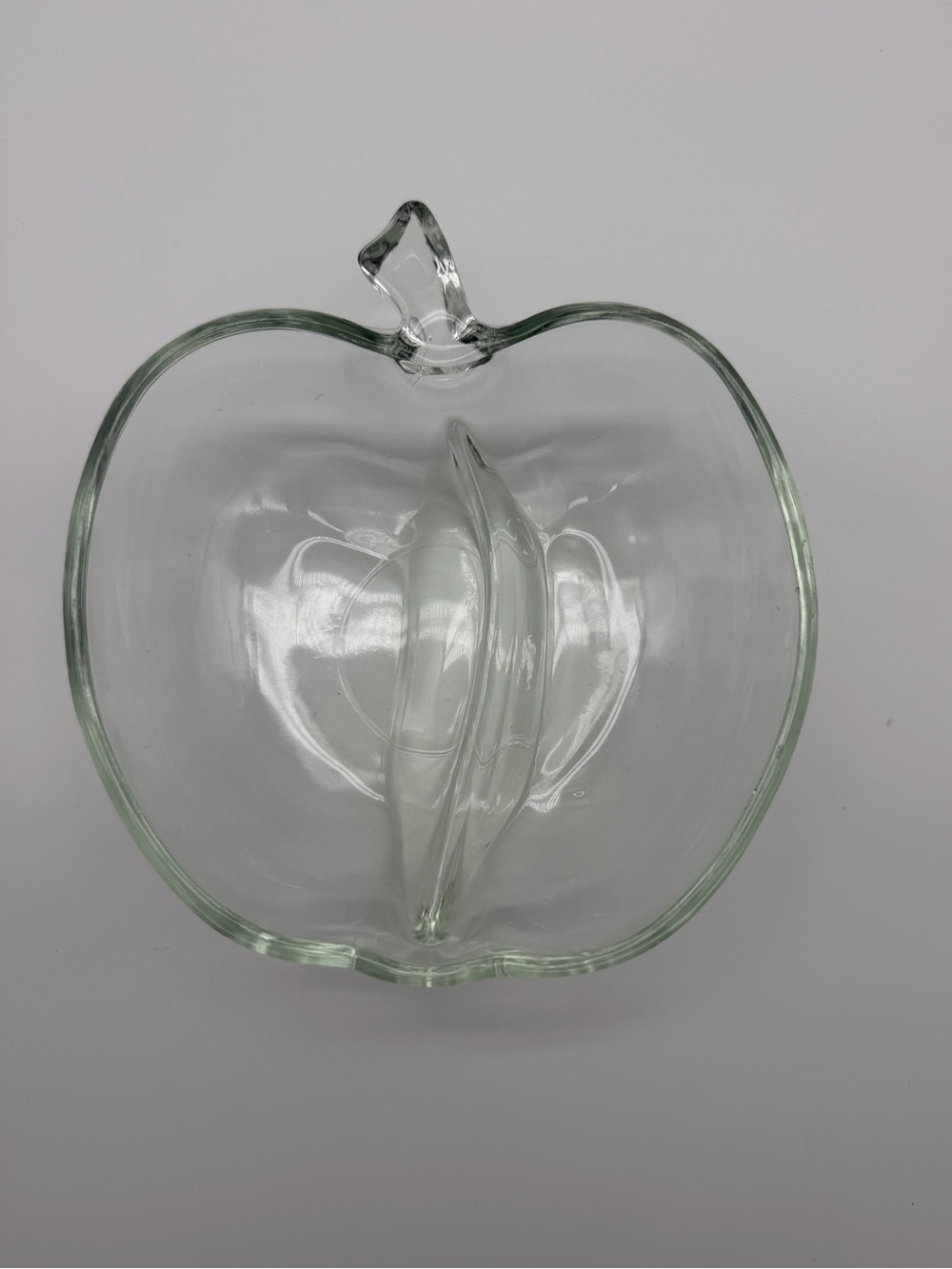 Clear Glass Apple-Shaped Divided Candy Dish Bowl